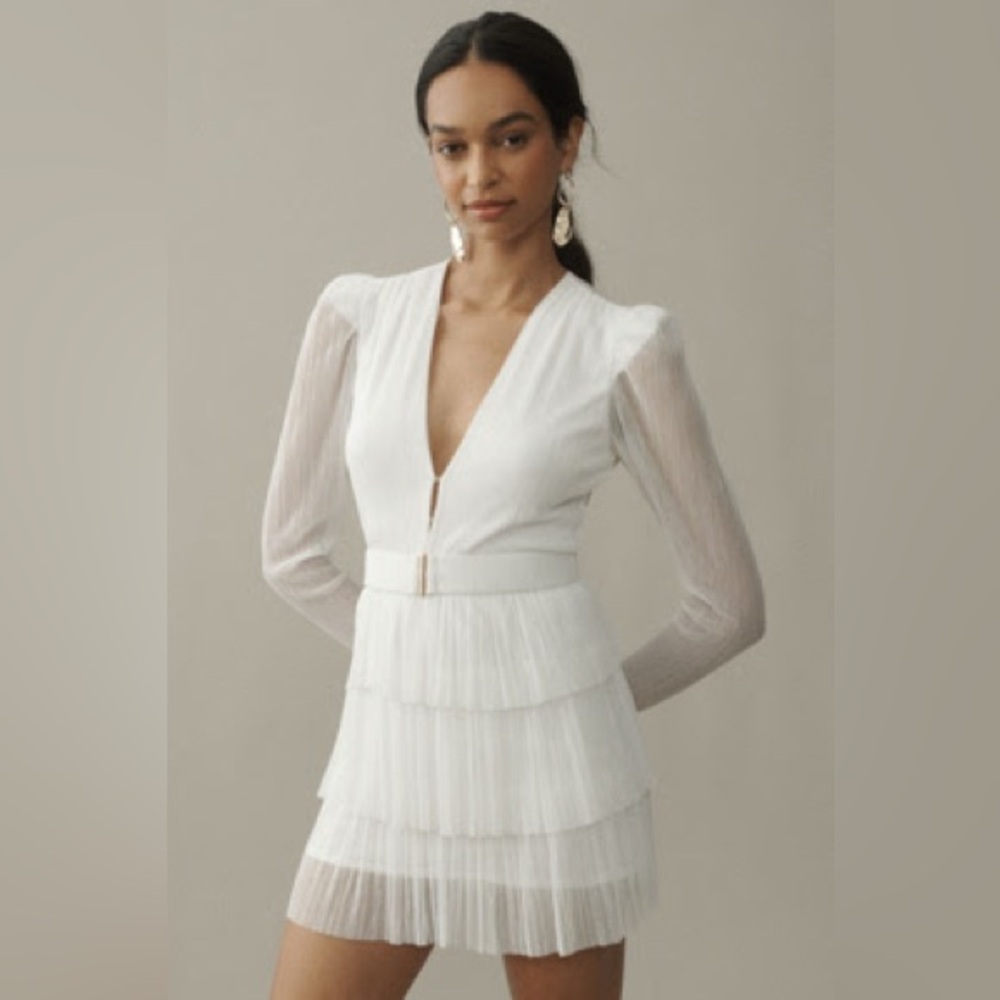 SABINA MUSAYEV CARRY MINI DRESS Anthropologie White Long Sleeve Dress